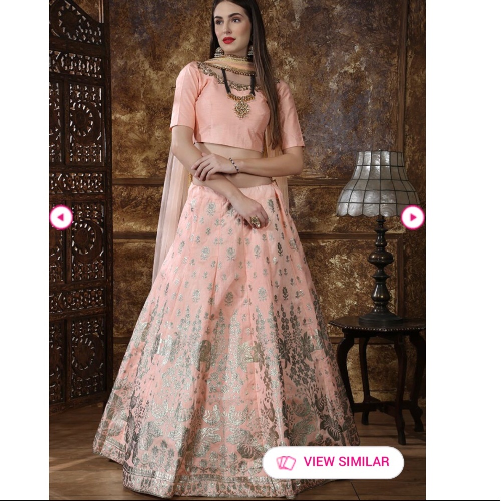 Indian Bollywood Peach Lengha Set